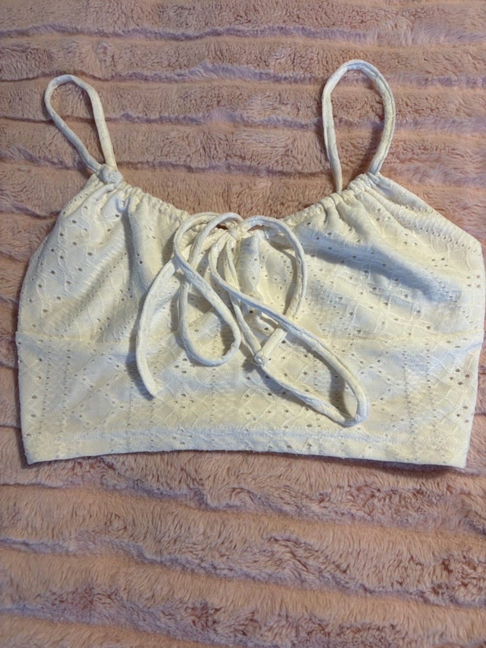 SHEIN White Eyelet Lace Tie-Front Camisole Top